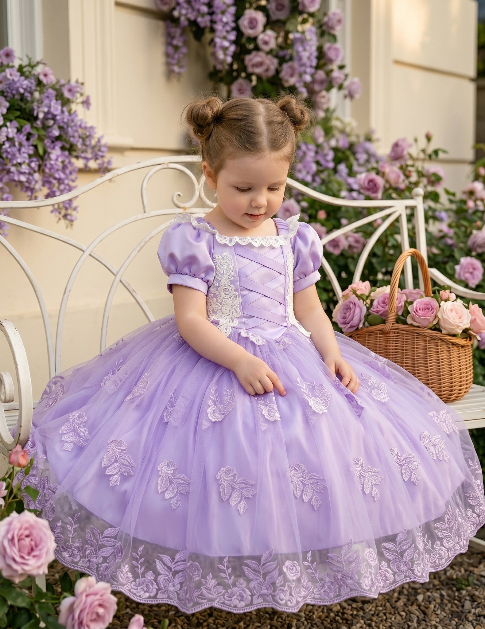 lavender princess dress Sparkly Lavender Tiered Tulle A-line Princess Prom Dresses, Evening Gown, MP671