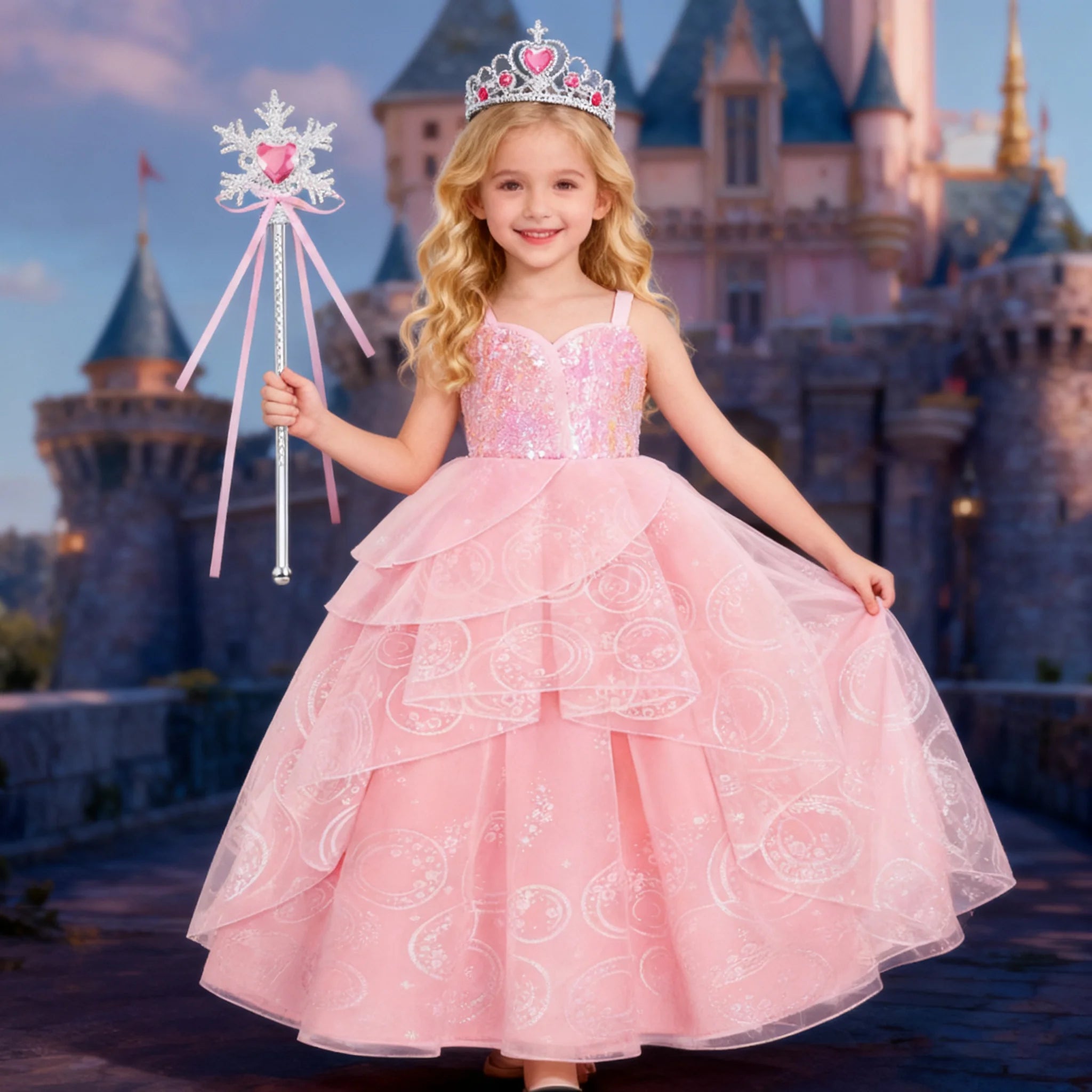 Pink Glinda Fairytale Princess Dress for Girls