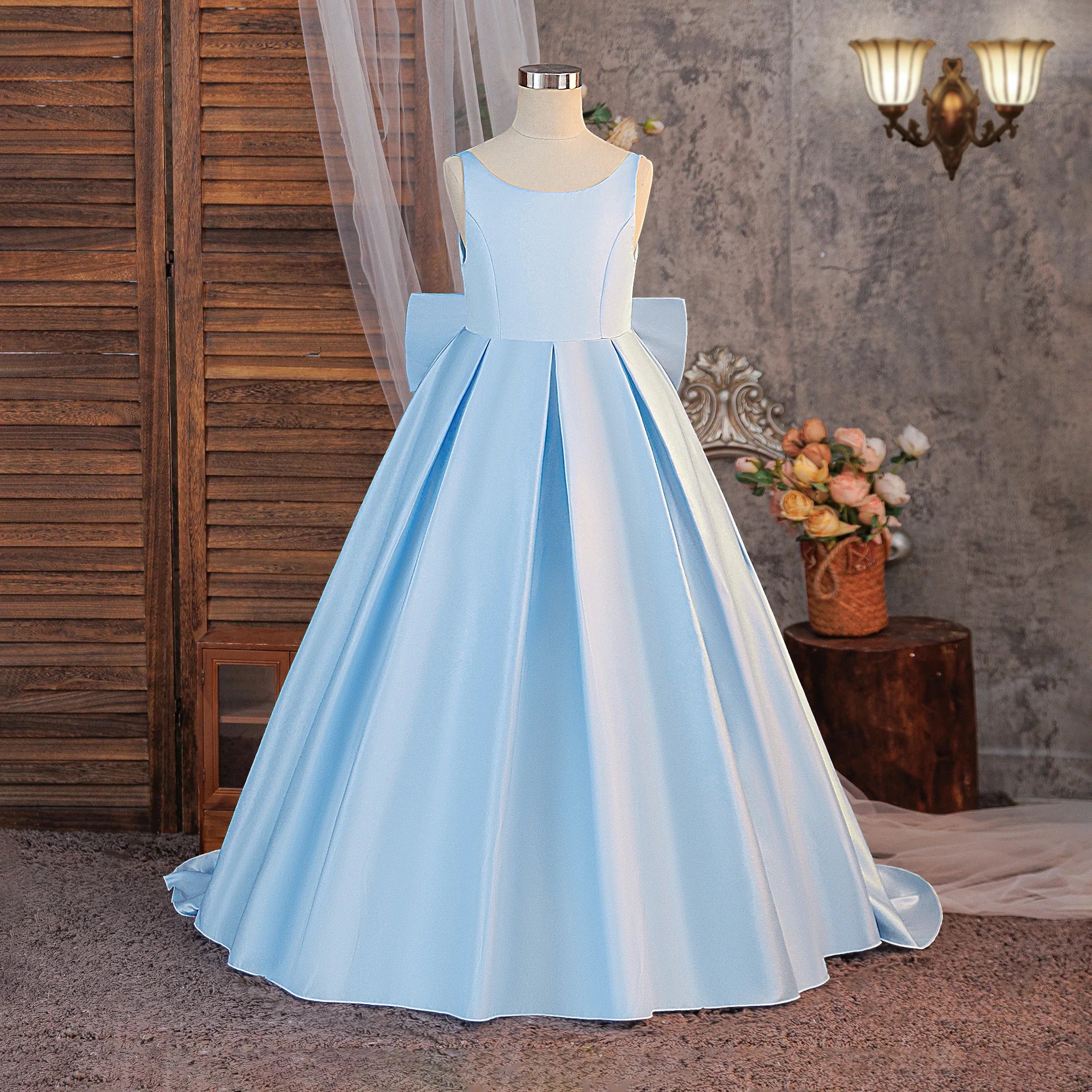 Elegant Bow Princess Tulle Dress for Girls