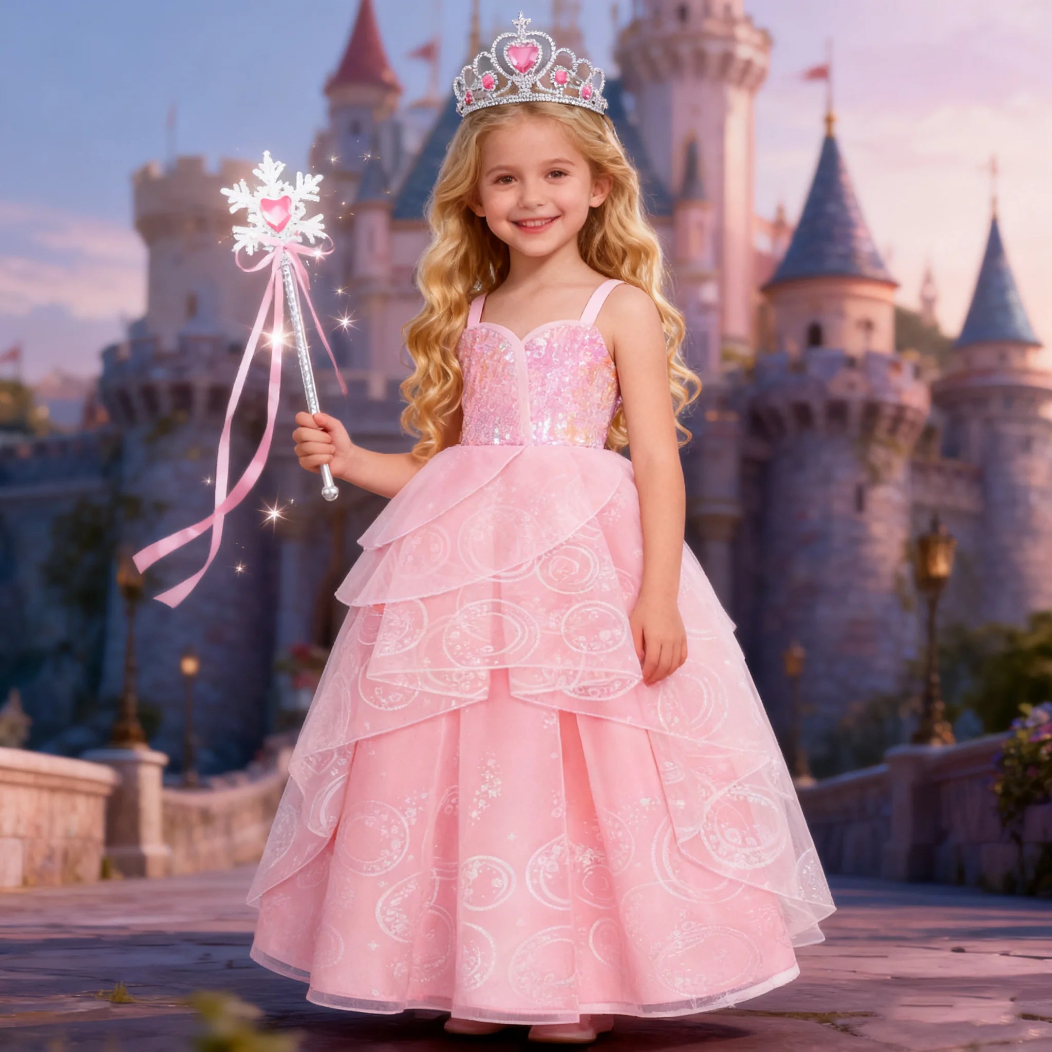 Pink Glinda Fairytale Princess Dress for Girls