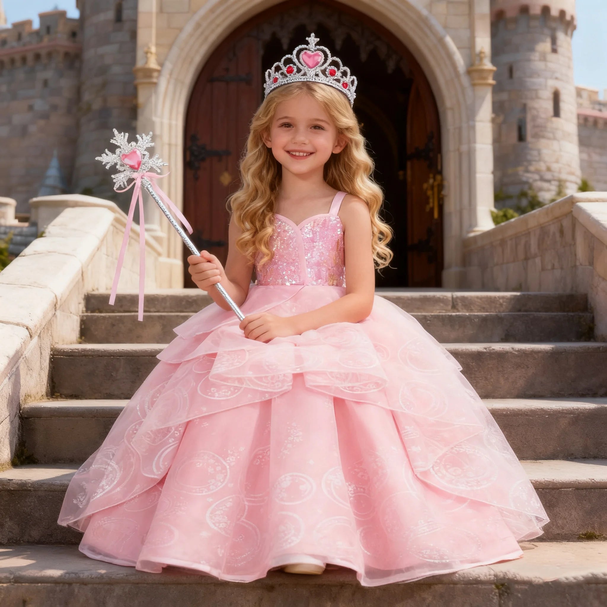 Pink Glinda Fairytale Princess Dress for Girls