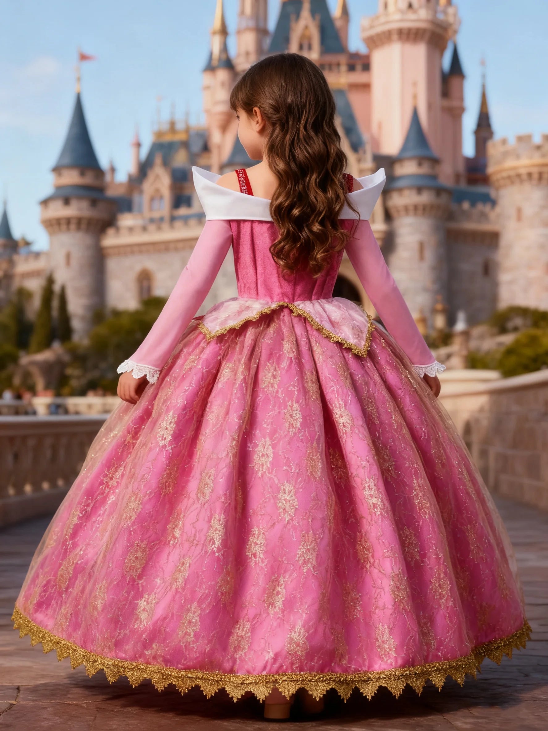 Aurora Rose Pink Fairytale Princess Dress for Girls