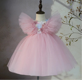 Pink Floral Tulle Gown | Girls Party Dress | PetitWishes