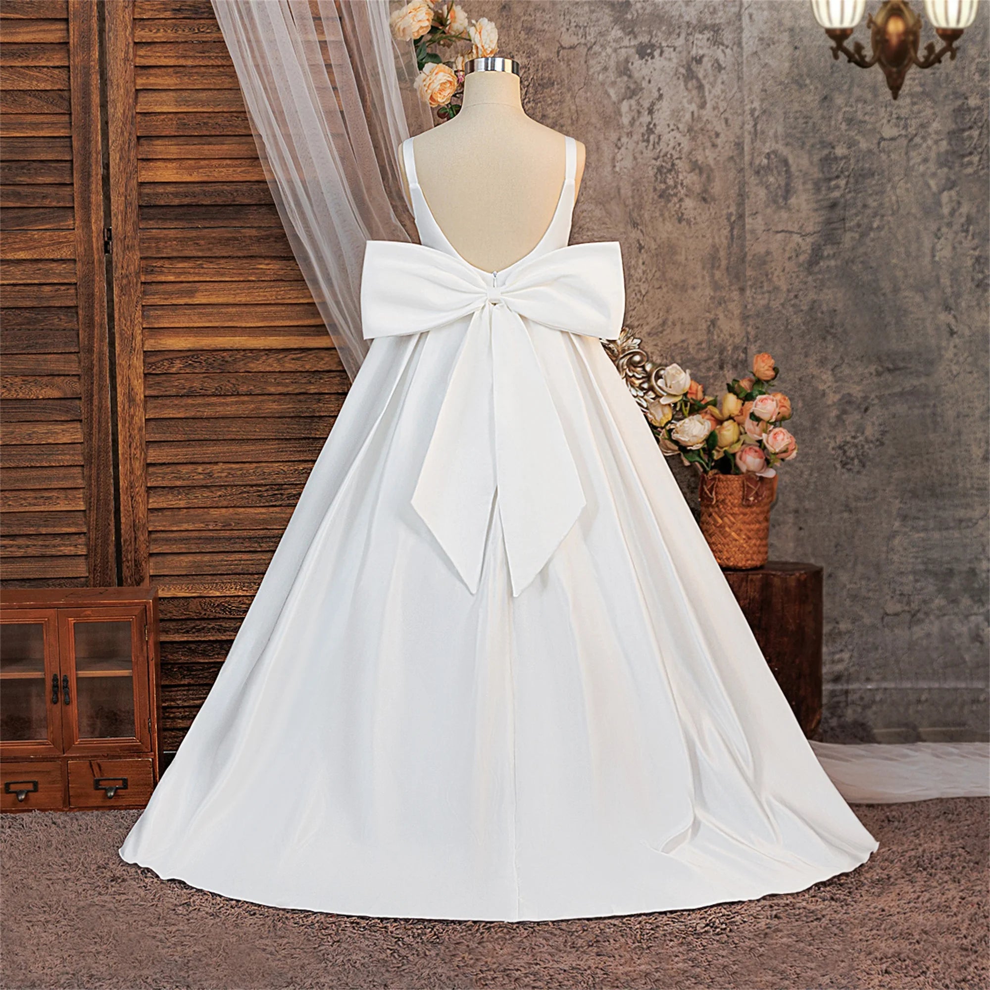 Elegant Bow Princess Tulle Dress for Girls