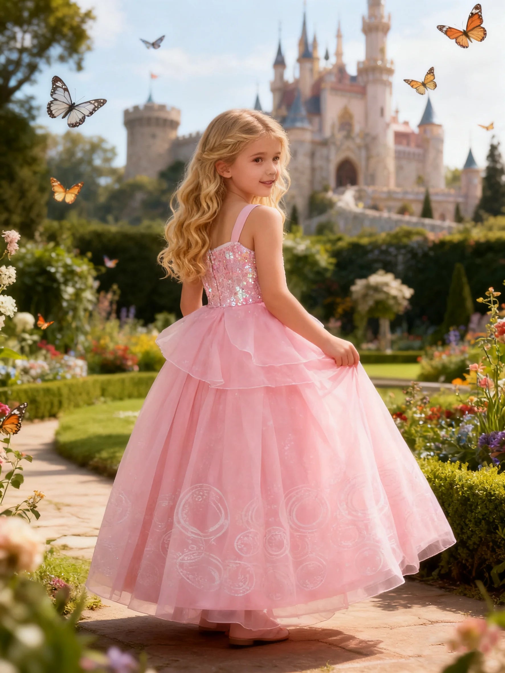 Pink Glinda Fairytale Princess Dress for Girls