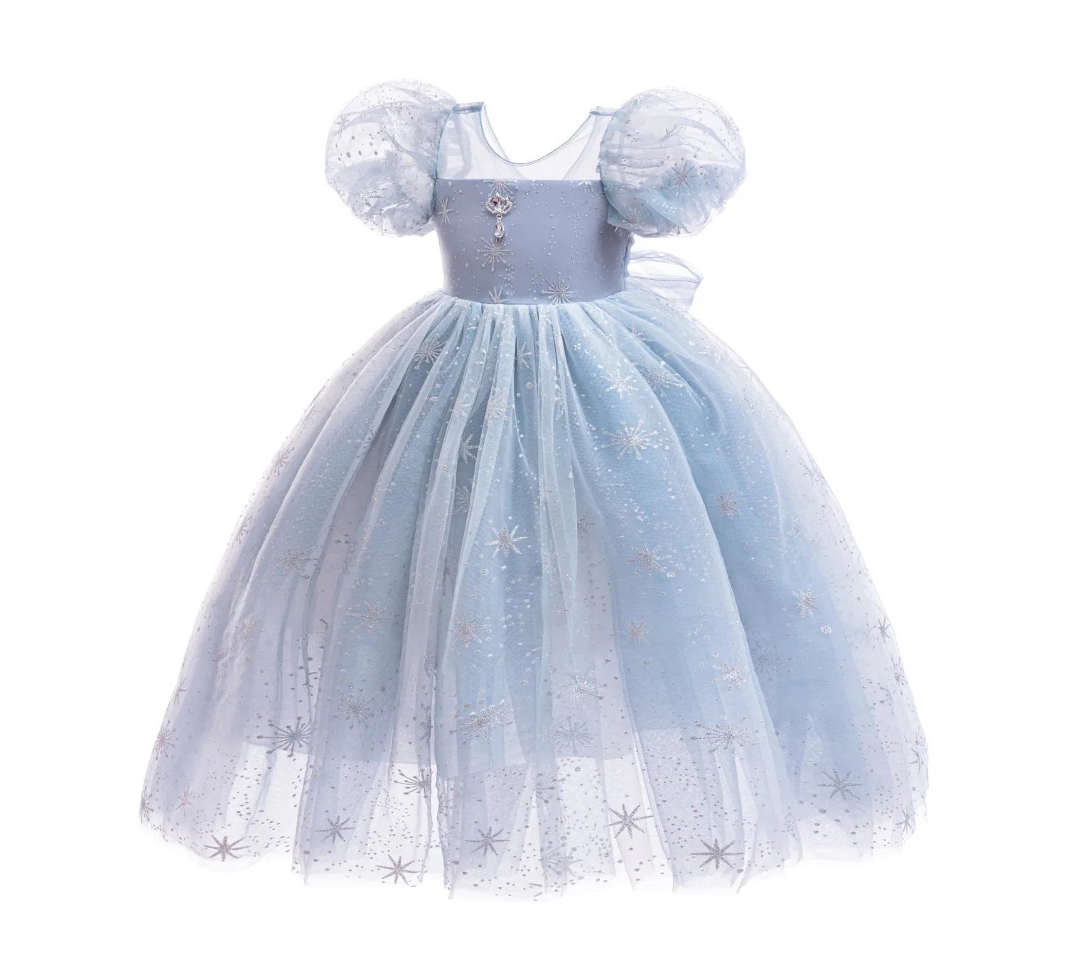 Light blue dress with star patterns on a white background