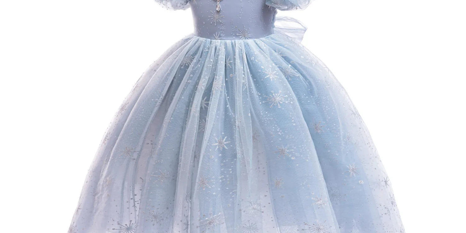 Light blue dress with star patterns on a white background