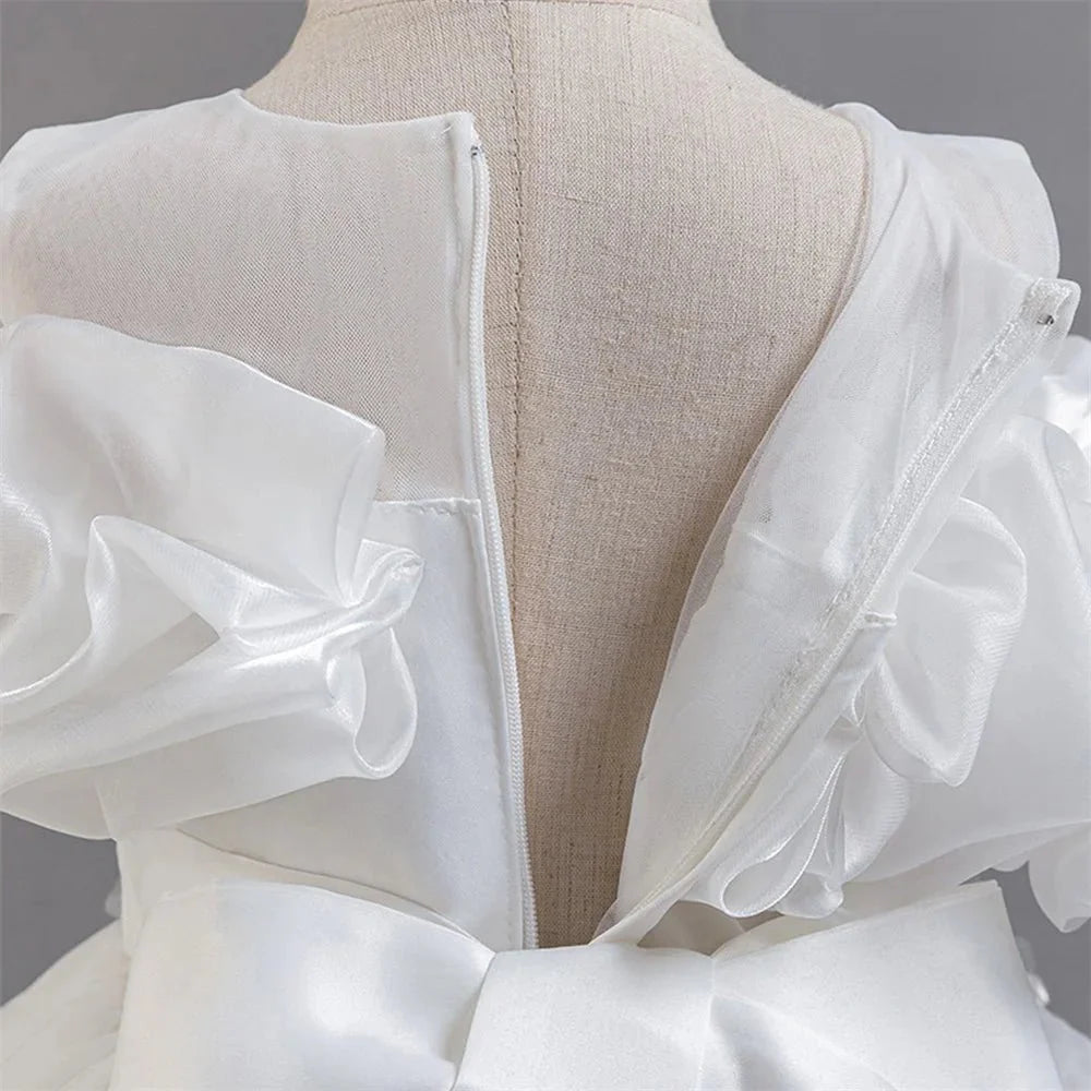 Flower Girl Party Dress for Girls — Tulle Princess Gown, Sleeveless, Elegant Floral Design - babeliobaby - dark blue - 110 (3 - 4 Years)