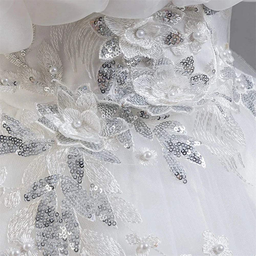 Flower Girl Party Dress for Girls — Tulle Princess Gown, Sleeveless, Elegant Floral Design - babeliobaby - dark blue - 110 (3 - 4 Years)