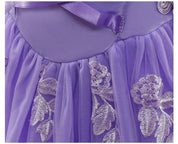 Girls Fairy Tale Princess Dress — Puff Sleeve Tulle Cosplay Gown, Mid - Calf - babeliobaby - RapunzelPurple03 - 2T (Size 100)