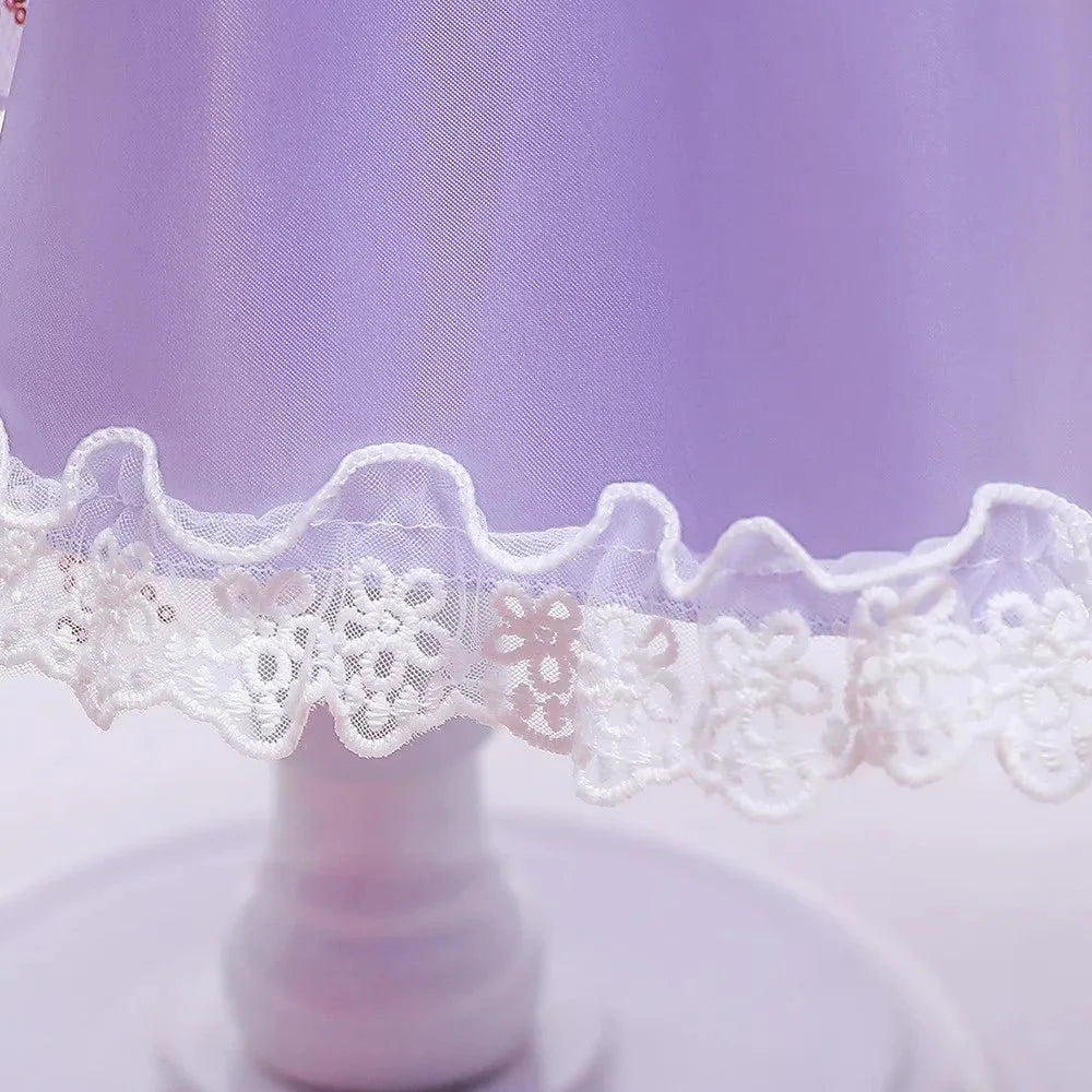 Girls Purple Princess Dress — Long Sleeve Fairytale Cosplay Gown with Accessories - babeliobaby - Set 5 - 2 - 3T (100)