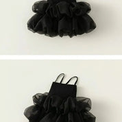Babelio black toddler summer dress with fluffy tulle skirt, displayed on a white background